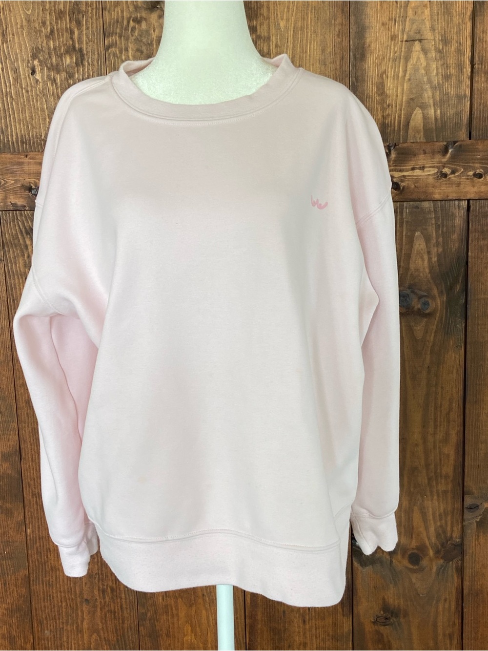 Fabletics Pink Breast Cancer Awareness Cropped Boxy Sweatshirt Sz L